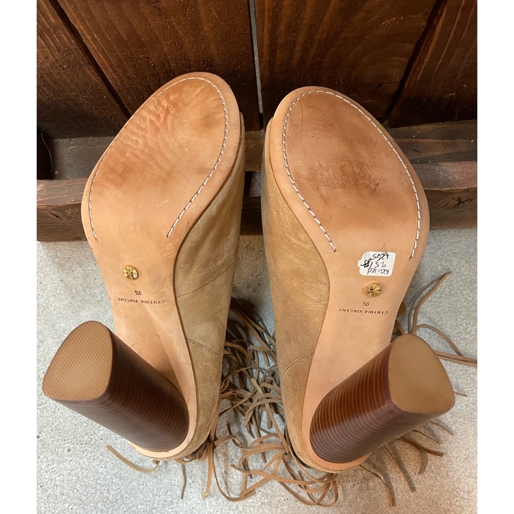 Cynthia Vincent Nailed Fringe Open Toed Booties - SZ 9.5 - New W/O Box - Picture 13 of 14